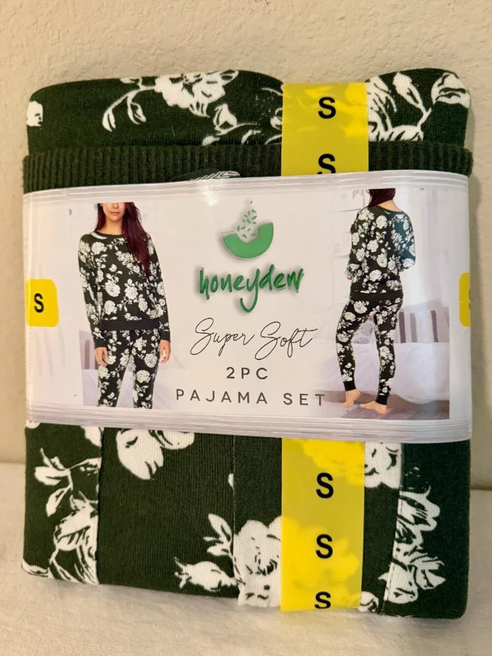 Honeydew Women's 2 Piece Pajama Lounge Set Size S Green Floral Super Soft Cozy